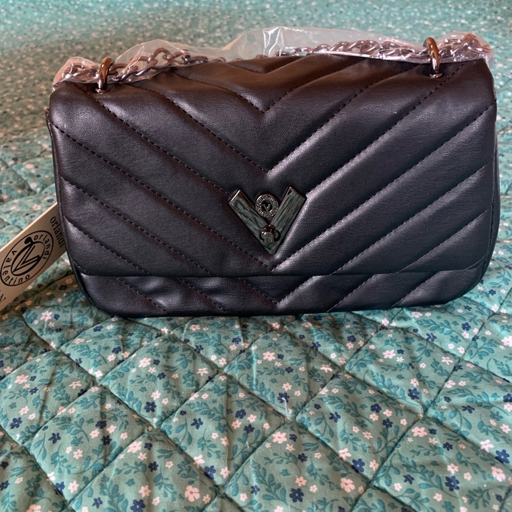 Valentino Orlandi Black Quilted Clutch with Chain Strap